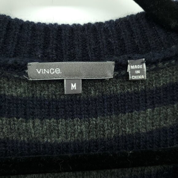 Vince Merino Wool/Camel Blend Slouchy Stripe Sweater M Black/Gray - Picture 4 of 16
